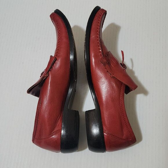 Calzature Celini Italy Mens Leather Loafers Red Tassels Slip-On Shoes IT39/EU 40 - Picture 4 of 13